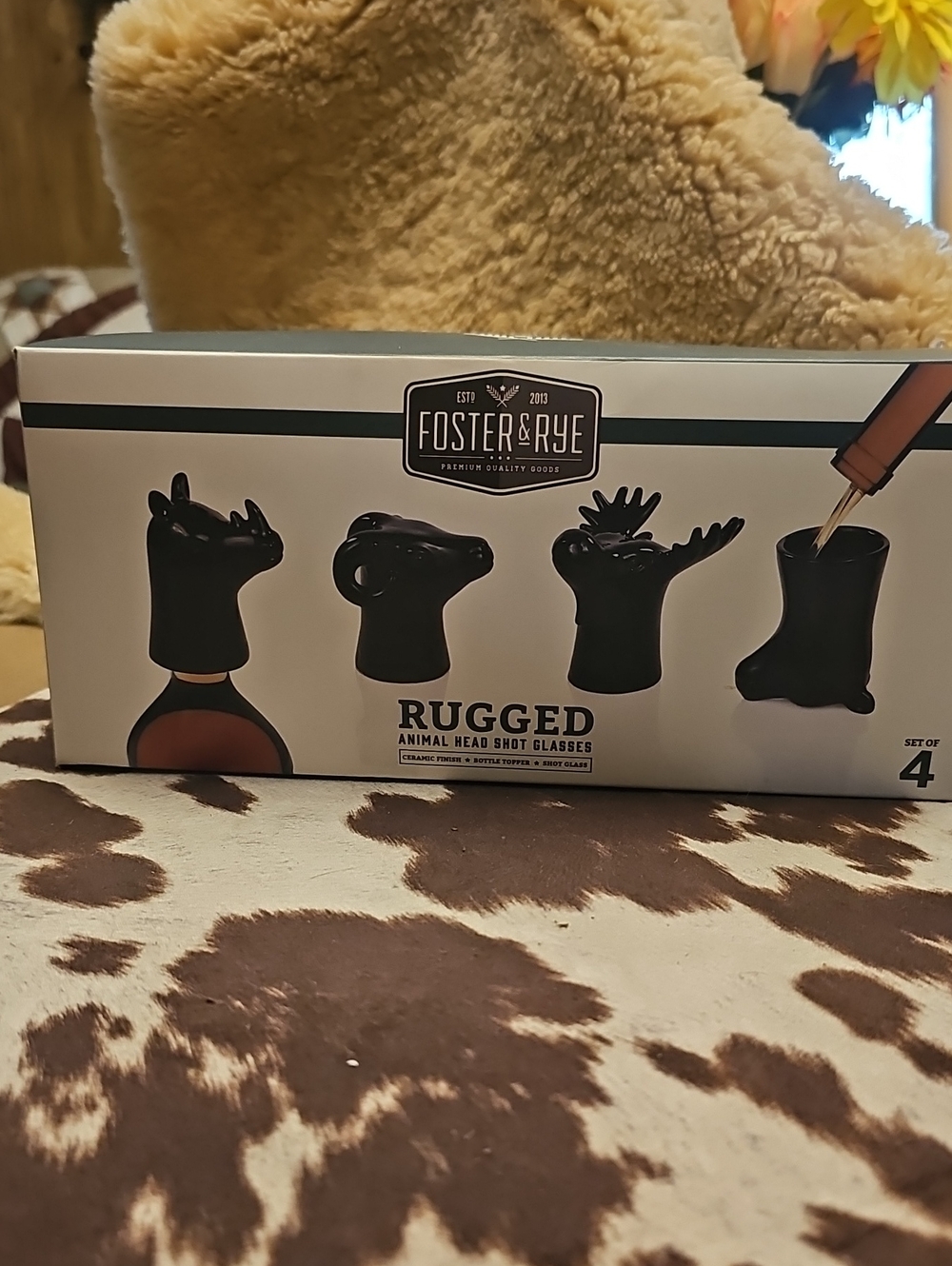 Rugged Black Animal Head Shot Glasses - Set of 4